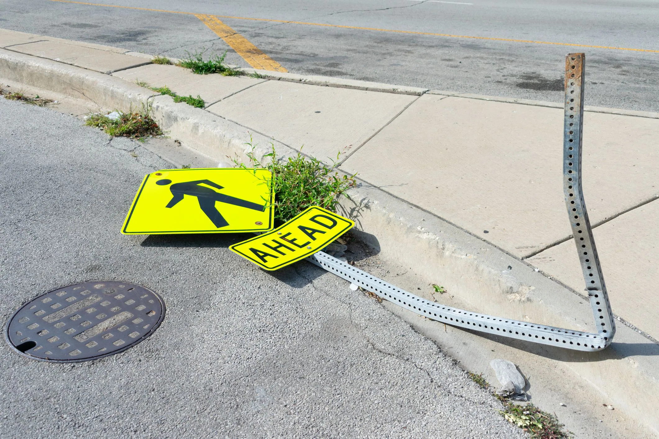 symbol of not crossing the street on the floor