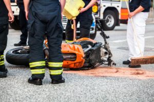Motorcycle on the road after accident
