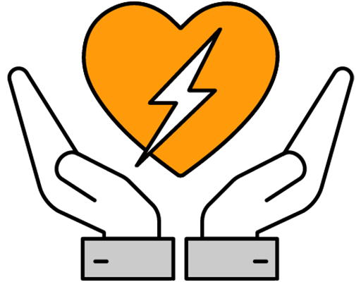 Hands covering the heart icon