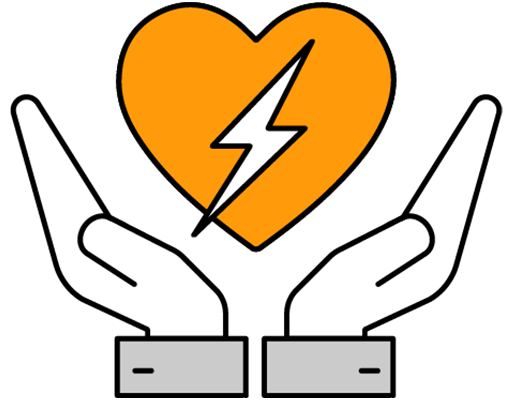 Hands covering the heart icon