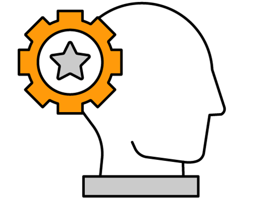 Human with experienced brain icon