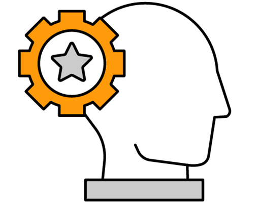 Human with experienced brain icon
